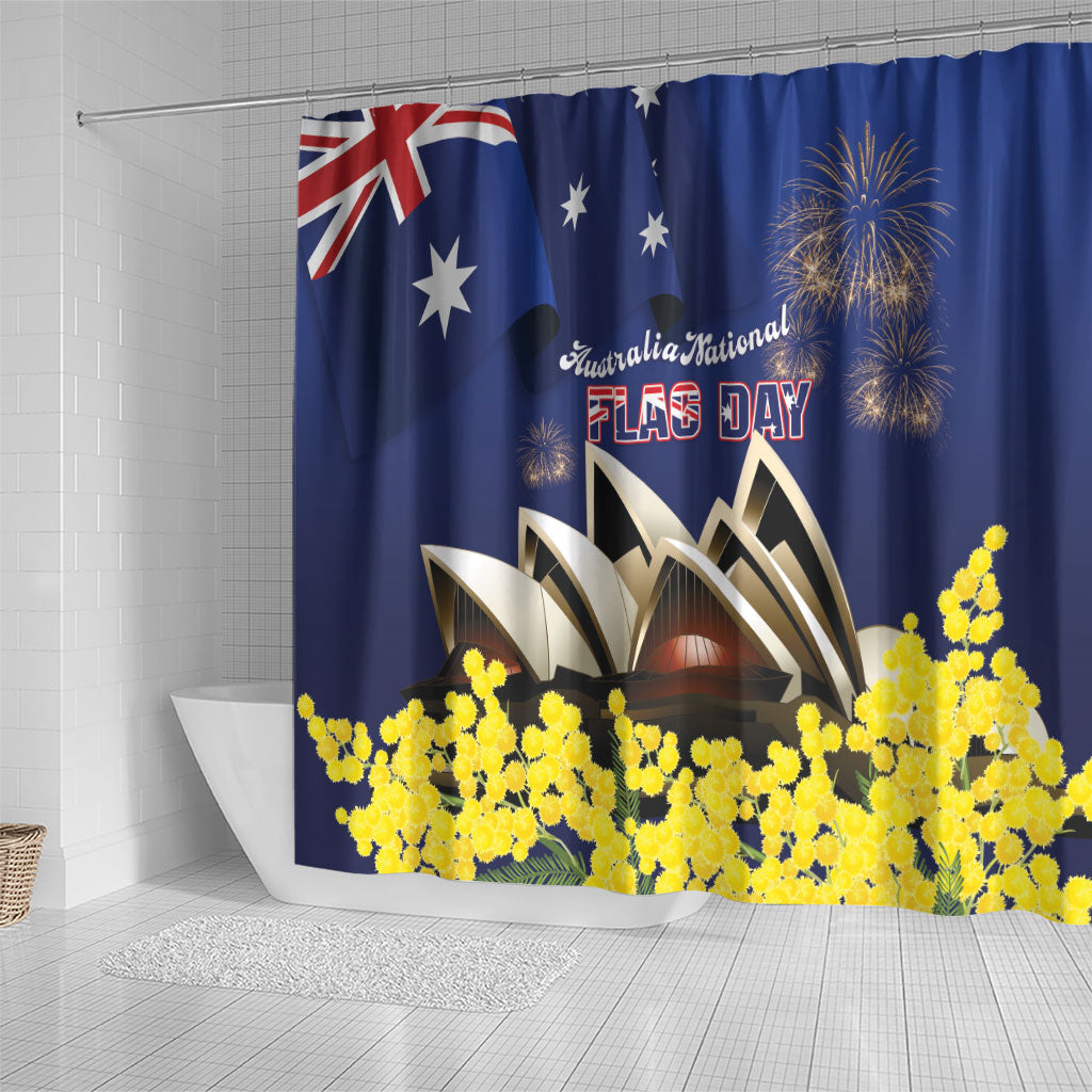 Australia National Flag Day Shower Curtain Golden Wattle Sydney Opera House Flag Color