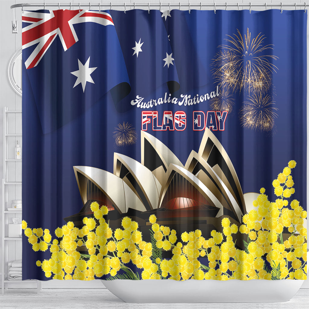 Australia National Flag Day Shower Curtain Golden Wattle Sydney Opera House Flag Color