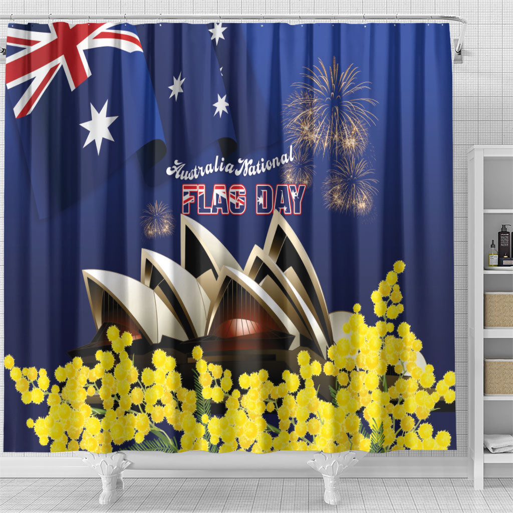 Australia National Flag Day Shower Curtain Golden Wattle Sydney Opera House Flag Color
