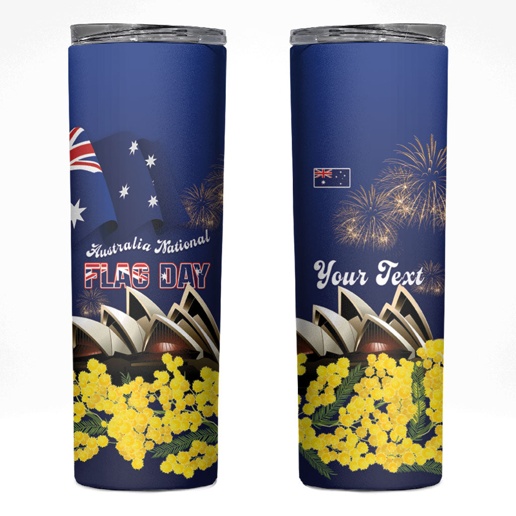 Personalised Australia National Flag Day Skinny Tumbler Golden Wattle Sydney Opera House Flag Color