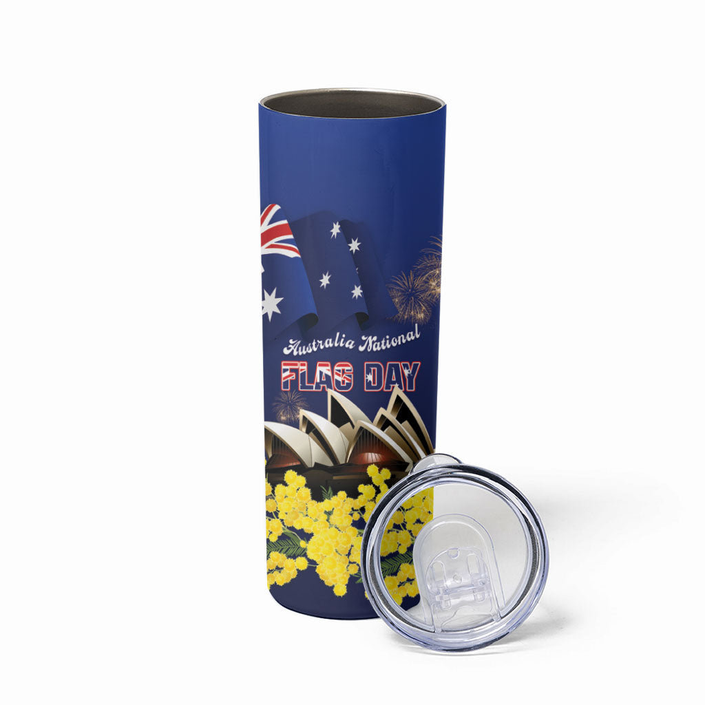 Personalised Australia National Flag Day Skinny Tumbler Golden Wattle Sydney Opera House Flag Color