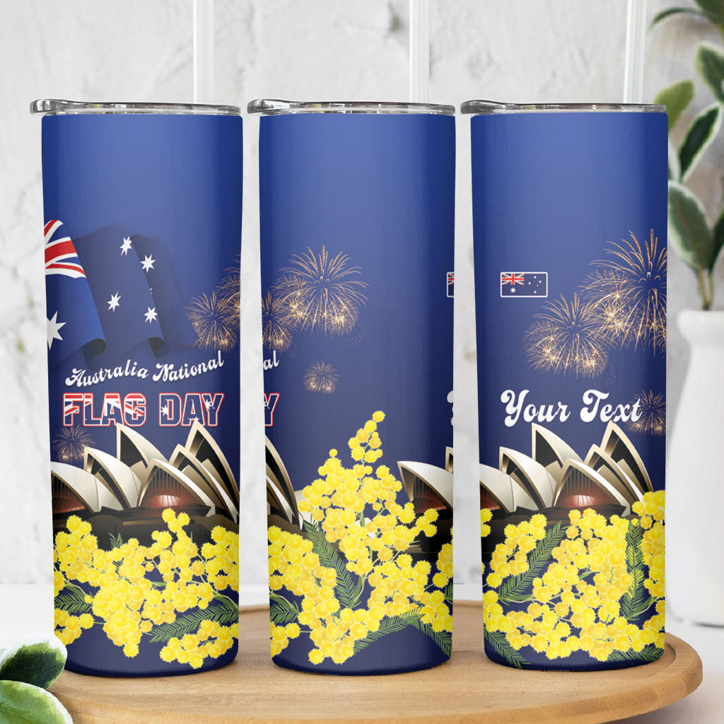 Personalised Australia National Flag Day Skinny Tumbler Golden Wattle Sydney Opera House Flag Color