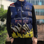 Personalised Australia National Flag Day Sleeveless Puffer Jacket Golden Wattle Sydney Opera House Flag Color