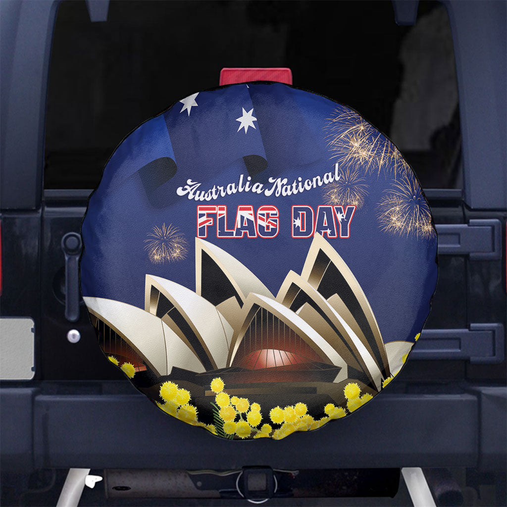 Australia National Flag Day Spare Tire Cover Golden Wattle Sydney Opera House Flag Color
