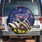 Australia National Flag Day Spare Tire Cover Golden Wattle Sydney Opera House Flag Color