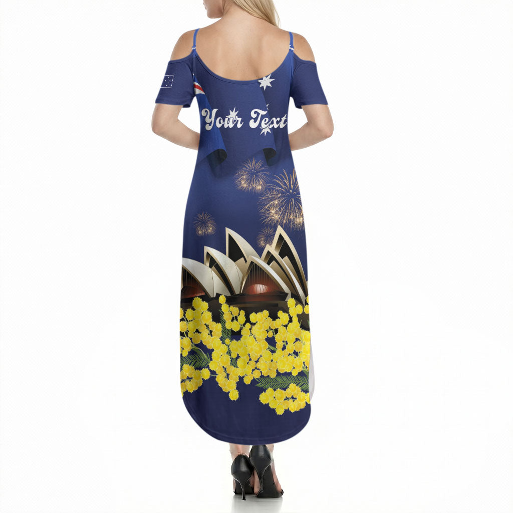 Personalised Australia National Flag Day Summer Maxi Dress Golden Wattle Sydney Opera House Flag Color