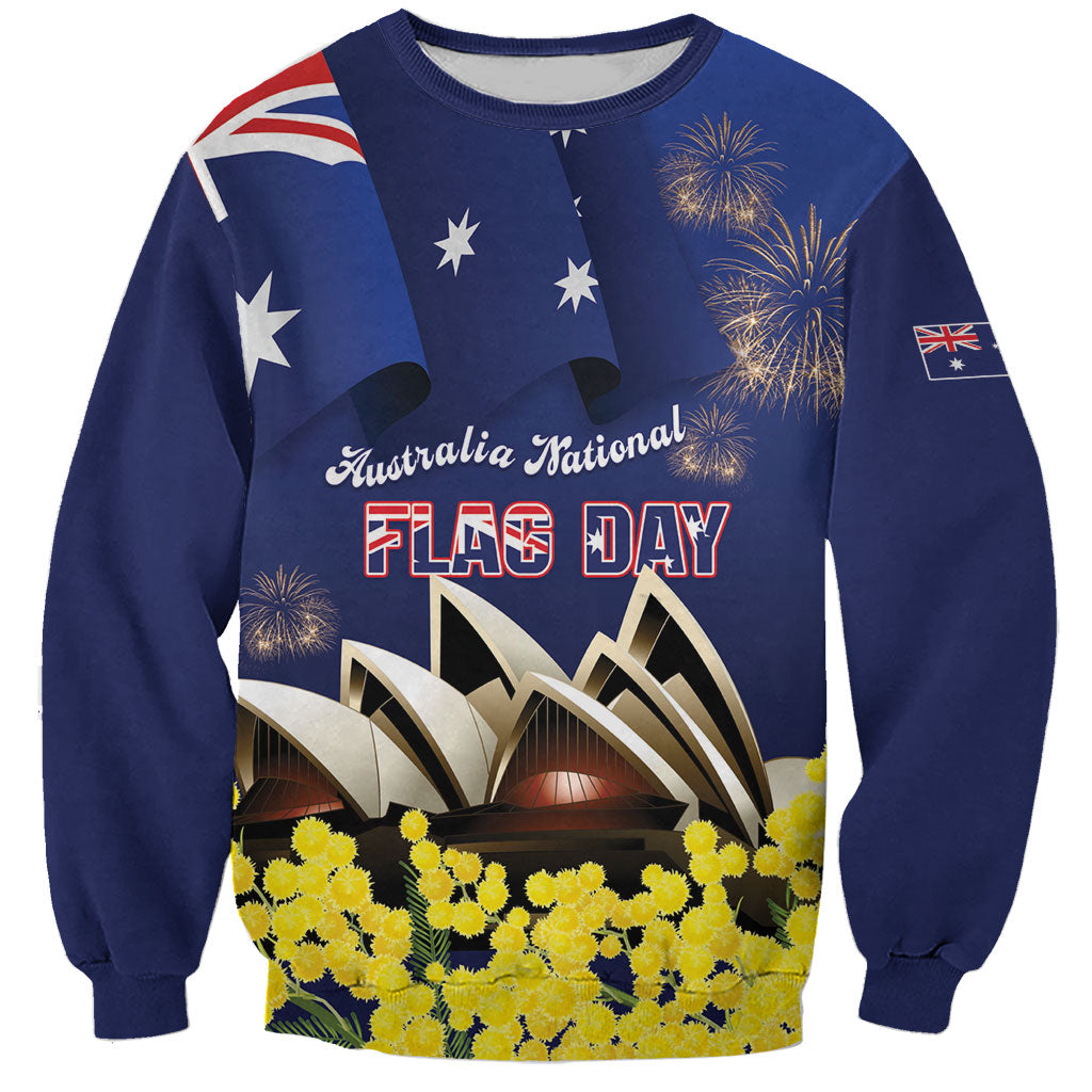 Personalised Australia National Flag Day Sweatshirt Golden Wattle Sydney Opera House Flag Color