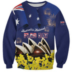 Personalised Australia National Flag Day Sweatshirt Golden Wattle Sydney Opera House Flag Color