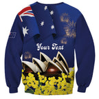 Personalised Australia National Flag Day Sweatshirt Golden Wattle Sydney Opera House Flag Color