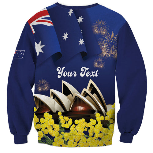 Personalised Australia National Flag Day Sweatshirt Golden Wattle Sydney Opera House Flag Color