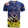 Personalised Australia National Flag Day T Shirt Golden Wattle Sydney Opera House Flag Color