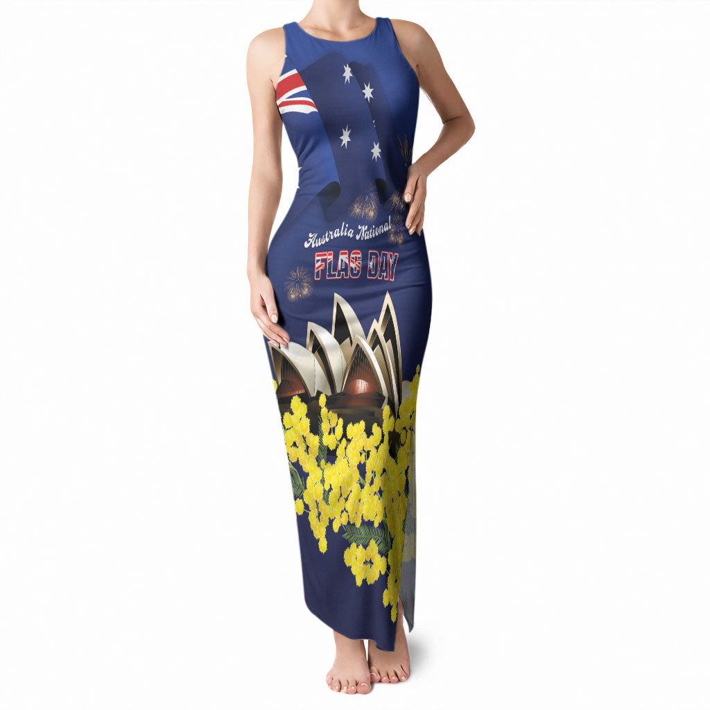 Personalised Australia National Flag Day Tank Maxi Dress Golden Wattle Sydney Opera House Flag Color