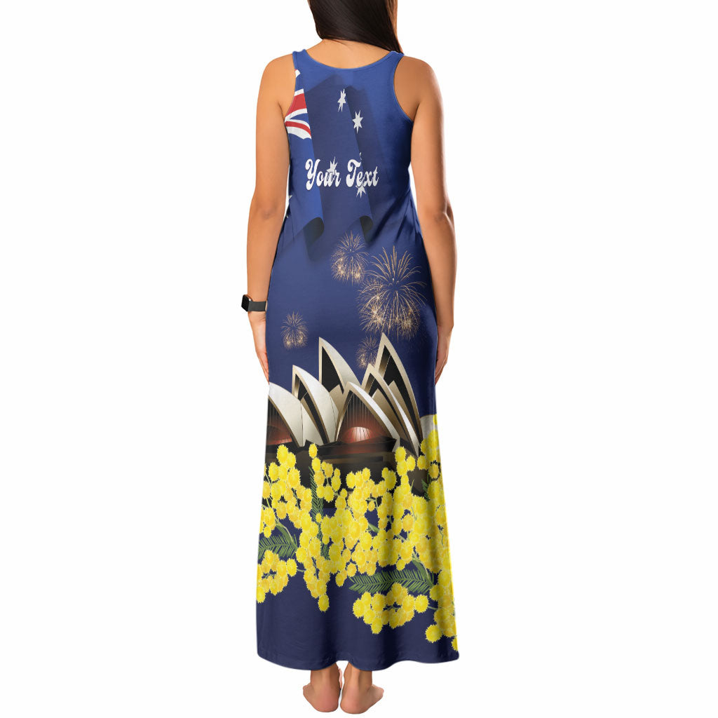 Personalised Australia National Flag Day Tank Maxi Dress Golden Wattle Sydney Opera House Flag Color