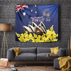Australia National Flag Day Tapestry Golden Wattle Sydney Opera House Flag Color