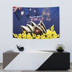 Australia National Flag Day Tapestry Golden Wattle Sydney Opera House Flag Color