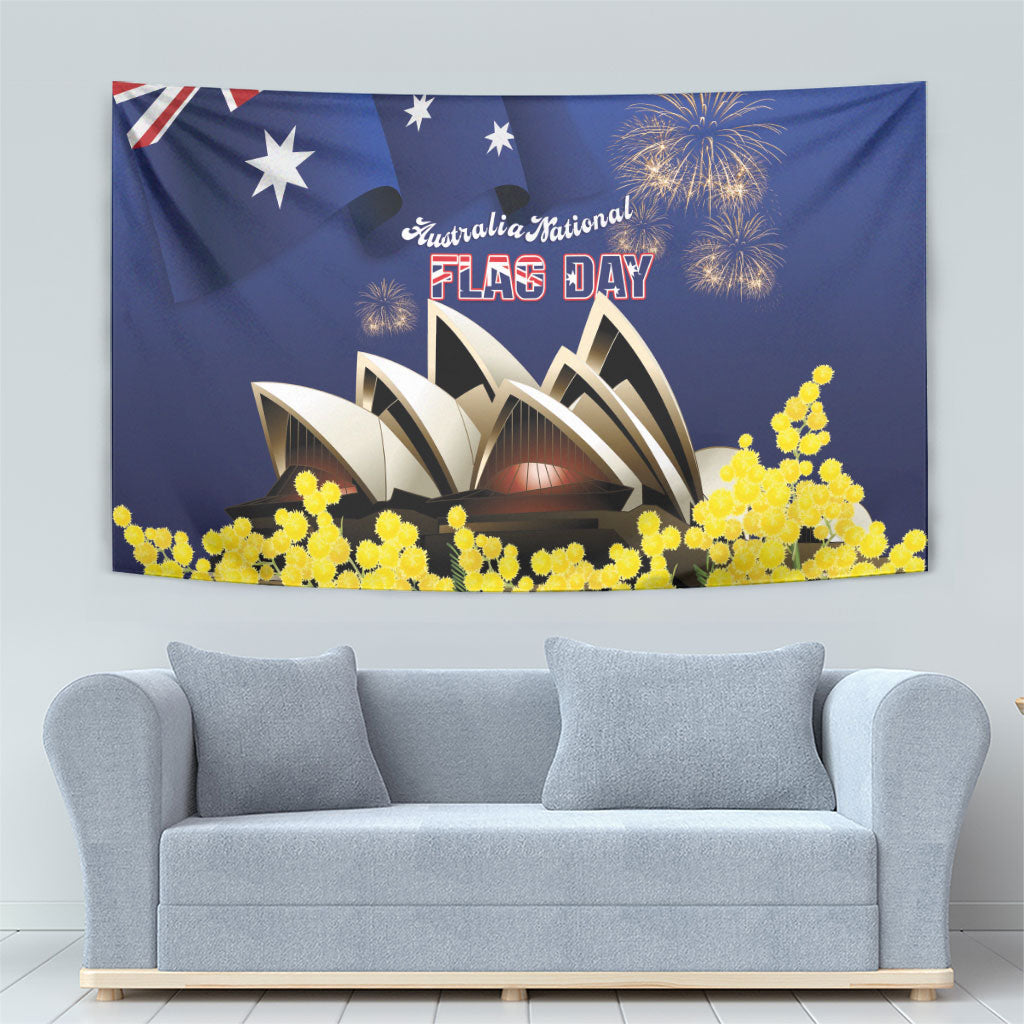 Australia National Flag Day Tapestry Golden Wattle Sydney Opera House Flag Color