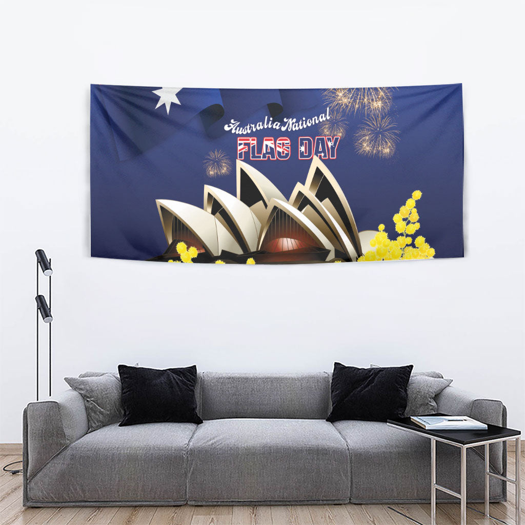 Australia National Flag Day Tapestry Golden Wattle Sydney Opera House Flag Color