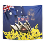 Australia National Flag Day Tapestry Golden Wattle Sydney Opera House Flag Color