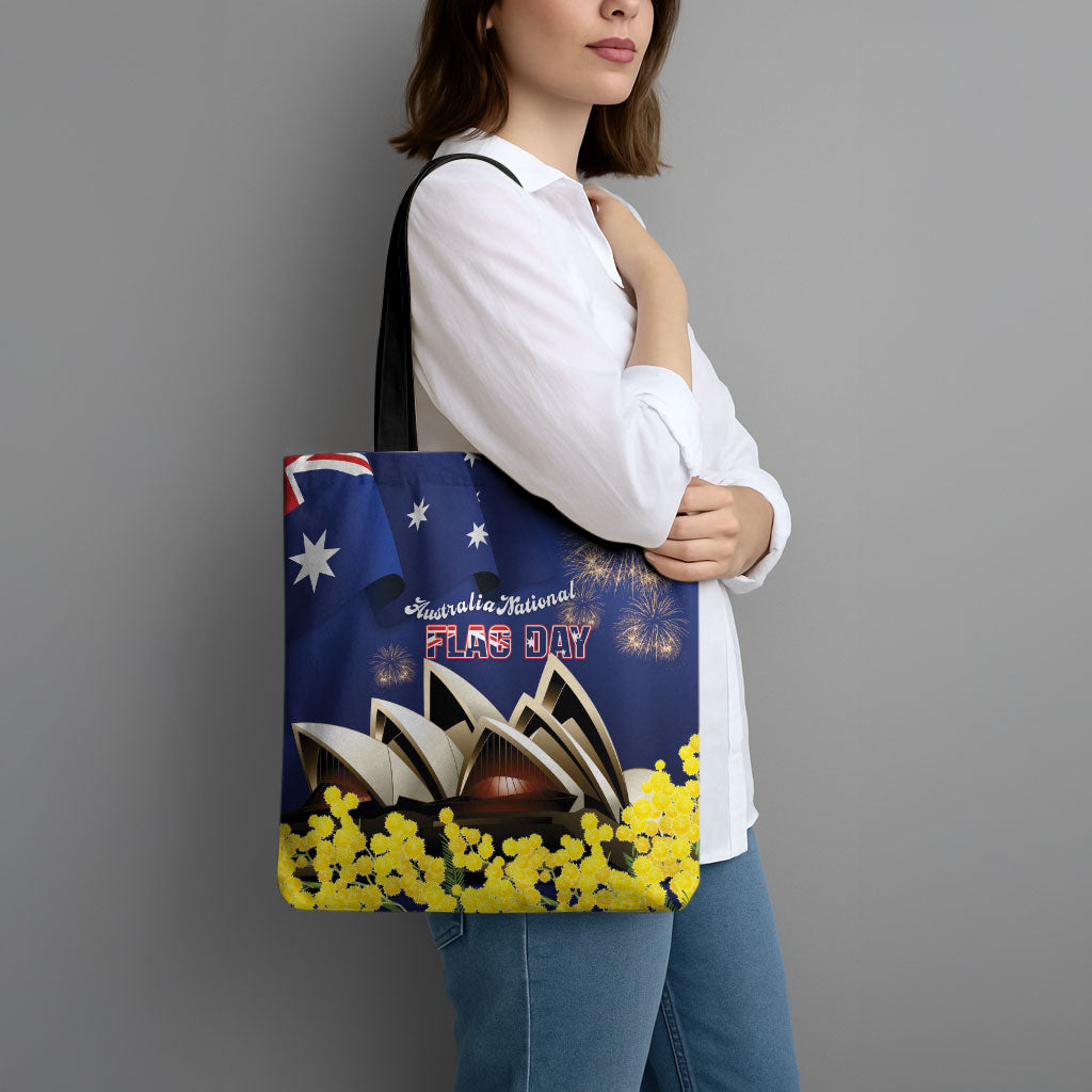 Australia National Flag Day Tote Bag Golden Wattle Sydney Opera House Flag Color