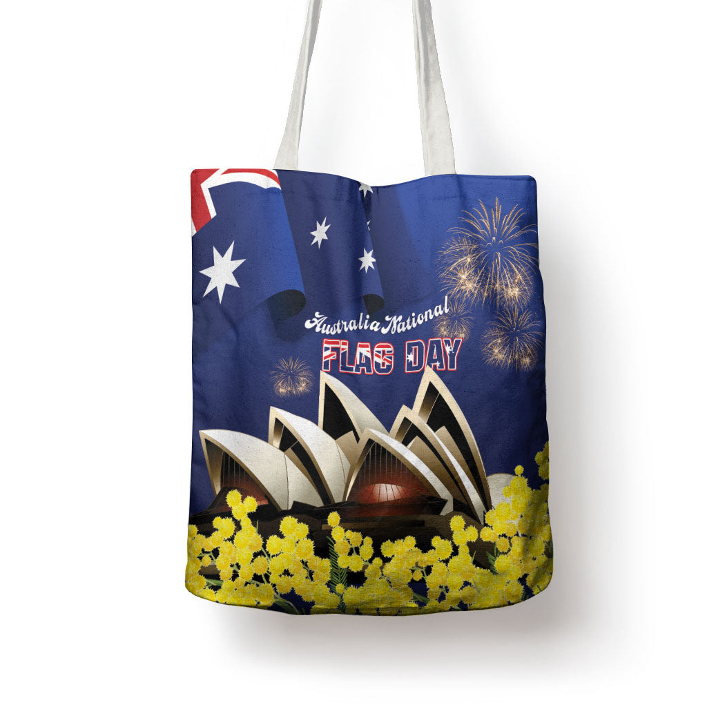 Australia National Flag Day Tote Bag Golden Wattle Sydney Opera House Flag Color