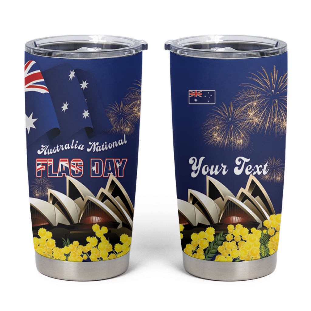 Personalised Australia National Flag Day Tumbler Cup Golden Wattle Sydney Opera House Flag Color