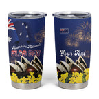 Personalised Australia National Flag Day Tumbler Cup Golden Wattle Sydney Opera House Flag Color