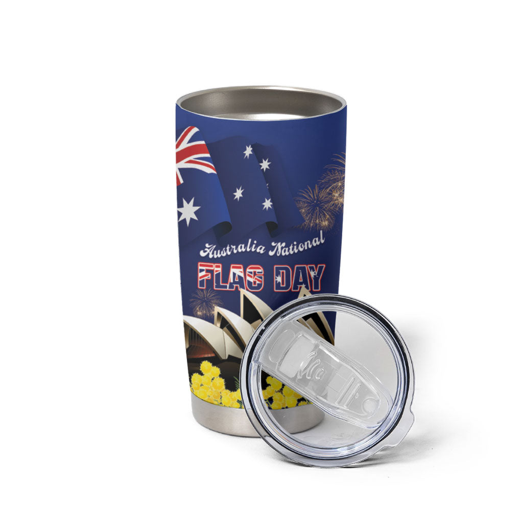 Personalised Australia National Flag Day Tumbler Cup Golden Wattle Sydney Opera House Flag Color