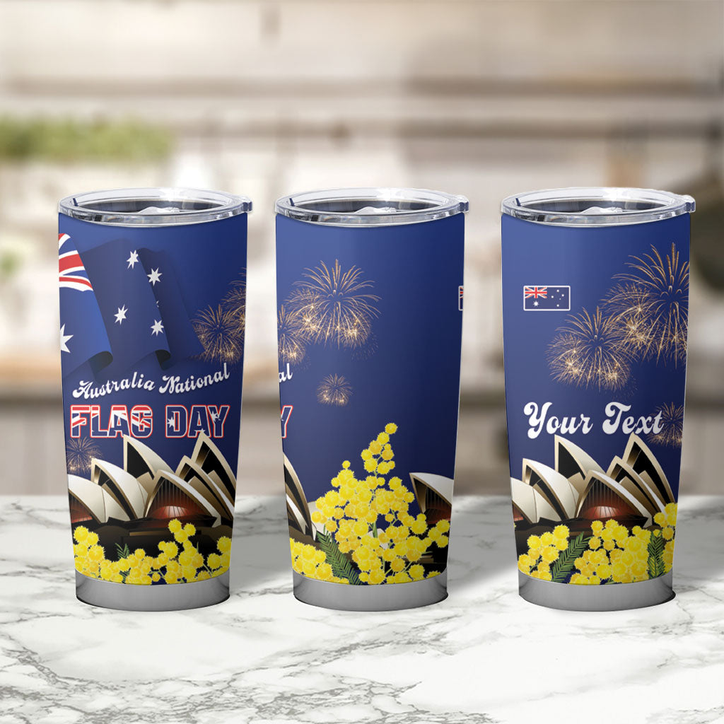 Personalised Australia National Flag Day Tumbler Cup Golden Wattle Sydney Opera House Flag Color