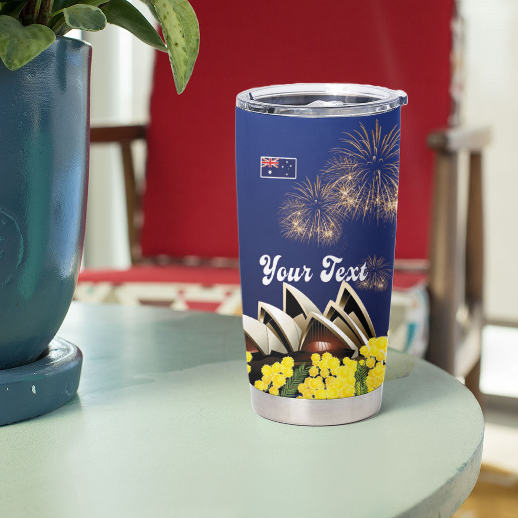 Personalised Australia National Flag Day Tumbler Cup Golden Wattle Sydney Opera House Flag Color