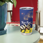 Personalised Australia National Flag Day Tumbler Cup Golden Wattle Sydney Opera House Flag Color