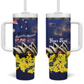 Personalised Australia National Flag Day Tumbler With Handle Golden Wattle Sydney Opera House Flag Color