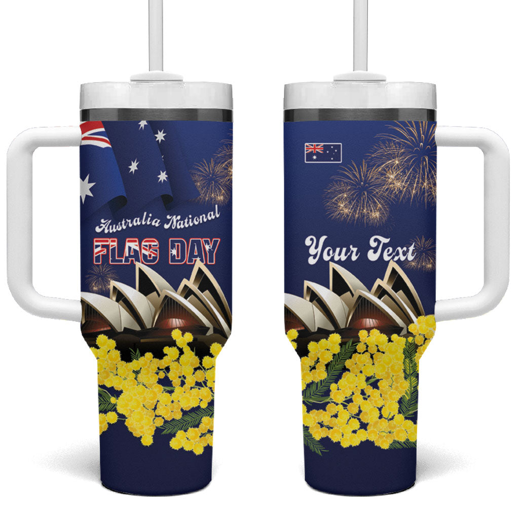Personalised Australia National Flag Day Tumbler With Handle Golden Wattle Sydney Opera House Flag Color
