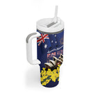 Personalised Australia National Flag Day Tumbler With Handle Golden Wattle Sydney Opera House Flag Color