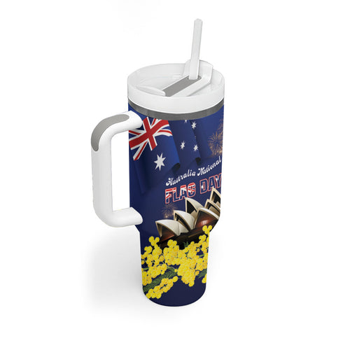 Personalised Australia National Flag Day Tumbler With Handle Golden Wattle Sydney Opera House Flag Color