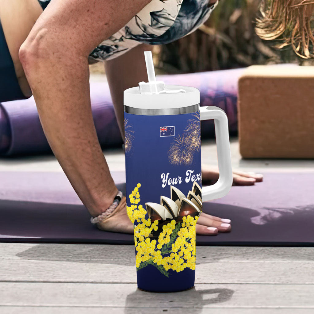 Personalised Australia National Flag Day Tumbler With Handle Golden Wattle Sydney Opera House Flag Color