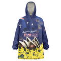 Personalised Australia National Flag Day Wearable Blanket Hoodie Golden Wattle Sydney Opera House Flag Color