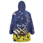 Personalised Australia National Flag Day Wearable Blanket Hoodie Golden Wattle Sydney Opera House Flag Color