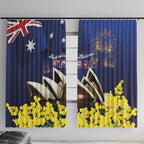 Australia National Flag Day Window Curtain Golden Wattle Sydney Opera House Flag Color