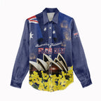 Personalised Australia National Flag Day Women Casual Shirt Golden Wattle Sydney Opera House Flag Color