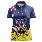Personalised Australia National Flag Day Women Polo Shirt Golden Wattle Sydney Opera House Flag Color