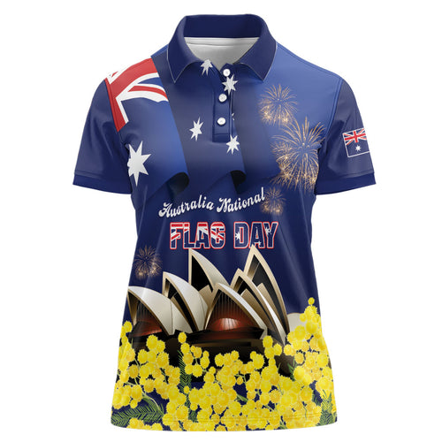 Personalised Australia National Flag Day Women Polo Shirt Golden Wattle Sydney Opera House Flag Color