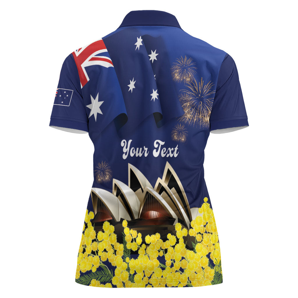 Personalised Australia National Flag Day Women Polo Shirt Golden Wattle Sydney Opera House Flag Color