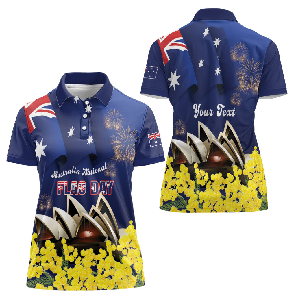 Personalised Australia National Flag Day Women Polo Shirt Golden Wattle Sydney Opera House Flag Color