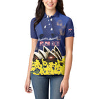 Personalised Australia National Flag Day Women Polo Shirt Golden Wattle Sydney Opera House Flag Color