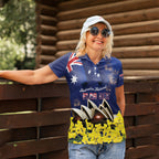 Personalised Australia National Flag Day Women Polo Shirt Golden Wattle Sydney Opera House Flag Color