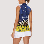 Personalised Australia National Flag Day Women Sleeveless Polo Shirt Golden Wattle Sydney Opera House Flag Color