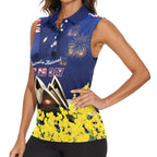 Personalised Australia National Flag Day Women Sleeveless Polo Shirt Golden Wattle Sydney Opera House Flag Color