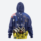 Personalised Australia National Flag Day Zip Hoodie Golden Wattle Sydney Opera House Flag Color