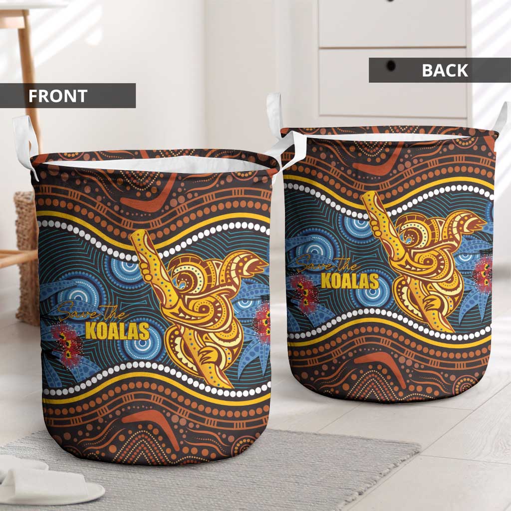 Aboriginal Dot Painting Koala Bear Laundry Basket Aussie Eucalyptus Caesia Flowers