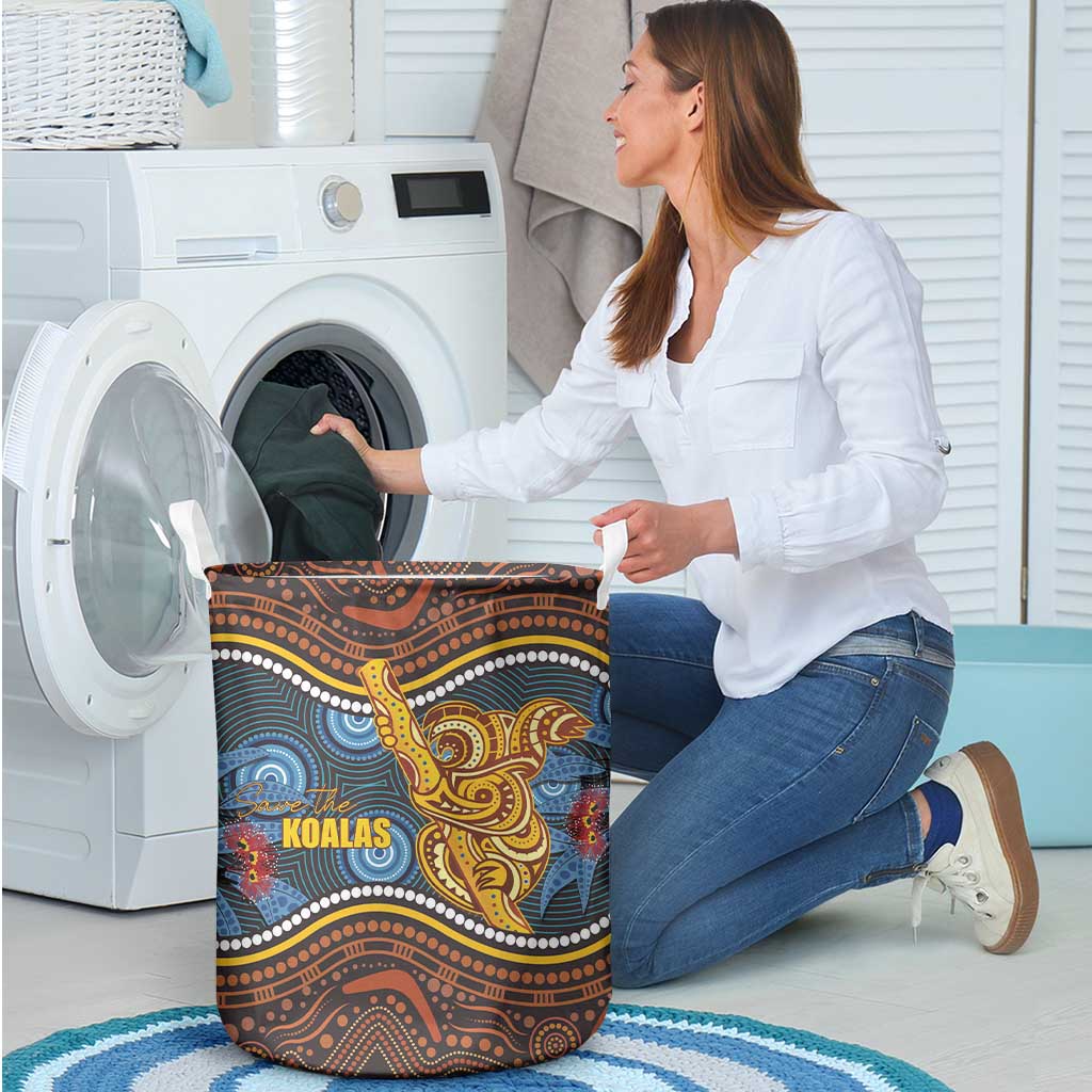 Aboriginal Dot Painting Koala Bear Laundry Basket Aussie Eucalyptus Caesia Flowers